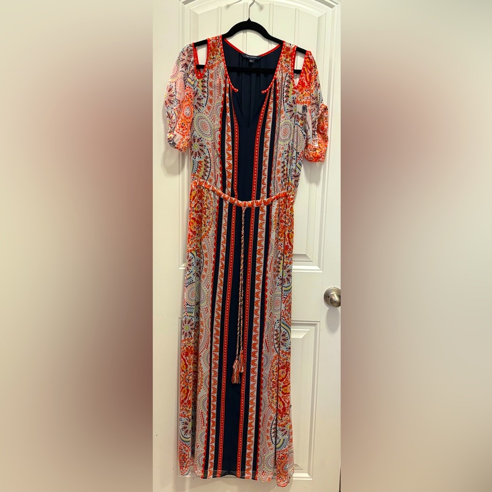 Max Edition Boho Orange and Blue Maxi Dress ~ Large
